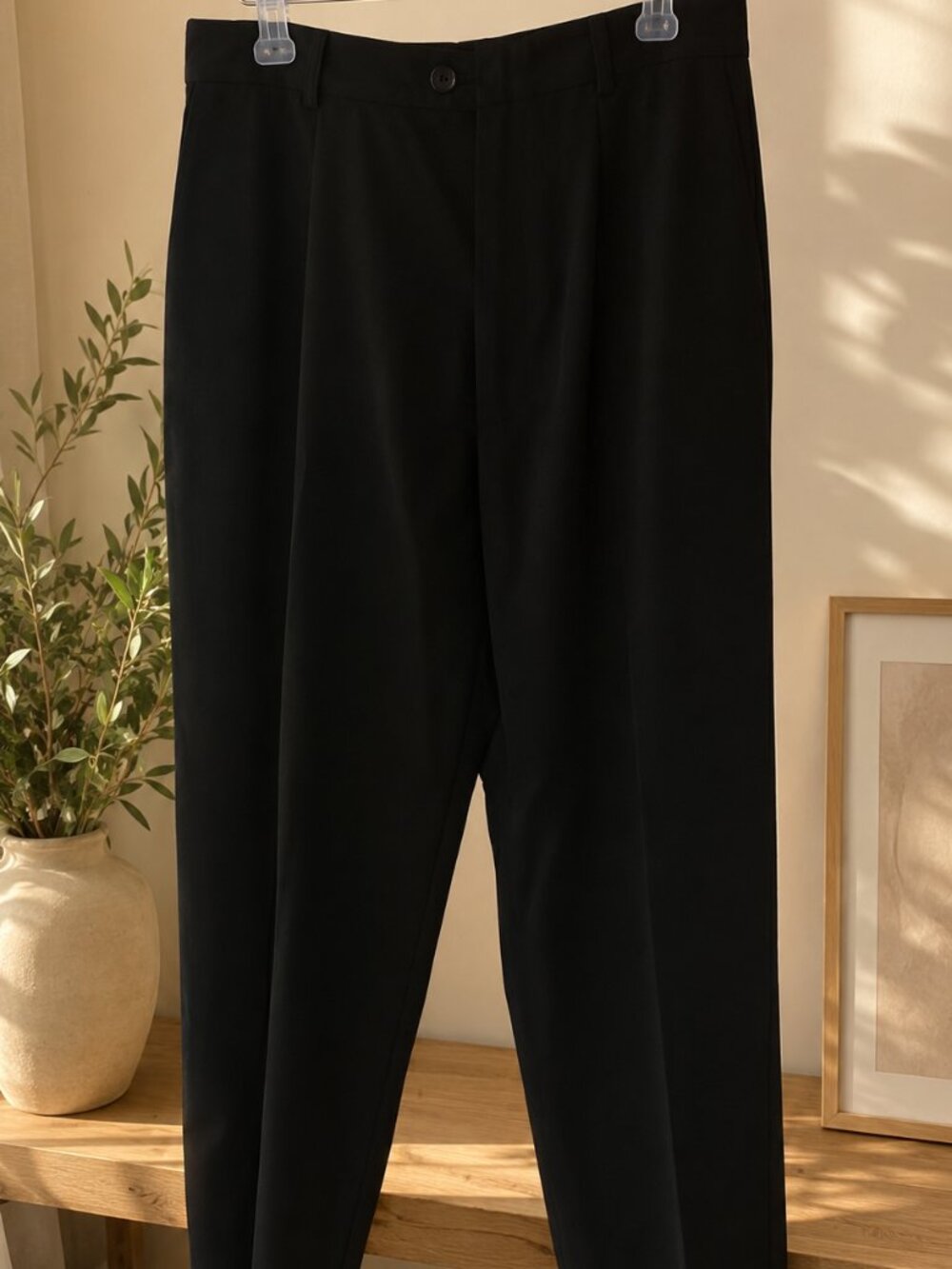Kenneth Cole Black Flat Front Dress Pants Tailored Career Office Trousers